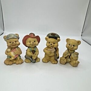 Lot of 4 Vintage Cherished Teddies Figurines. Seamstress, Fireman, Mailman & Dr.